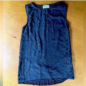 ☎️ Zara Black Floral Flower Cut Out Sleeveless Tank Tunic preppy chic tie